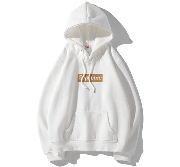 Supreme Hoodie Gold Box Logo White