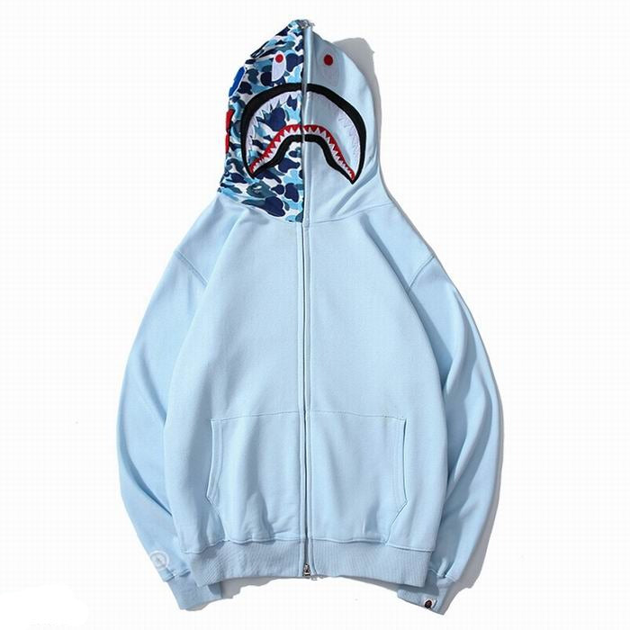 Bape Shark Zipper Baby Blue Color Hoodie