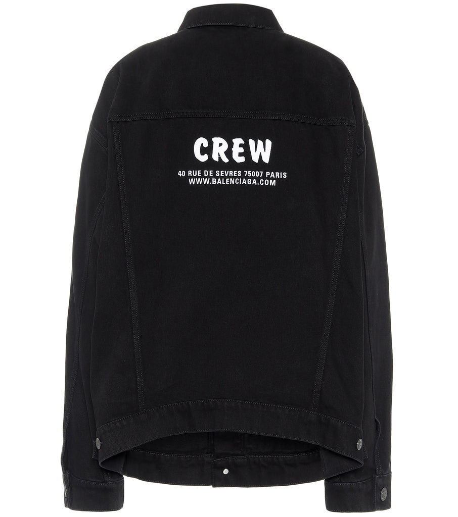 Balenciaga Back Logo Crew Denim Jacket Black
