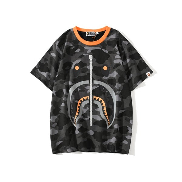 Bape Shark Black Camo zipper Tee
