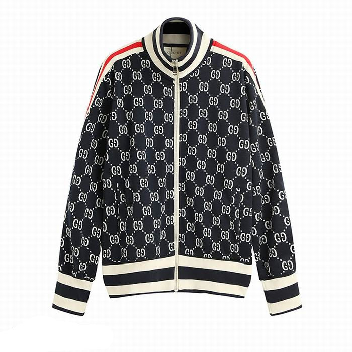 Gucci jacquard cotton jacket Blue/Ivory