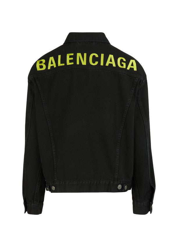 Balenciaga Back Logo Denim Jacket Black