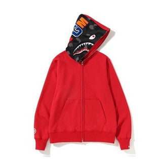 Bape Shark Zipper Red Color Hoodie