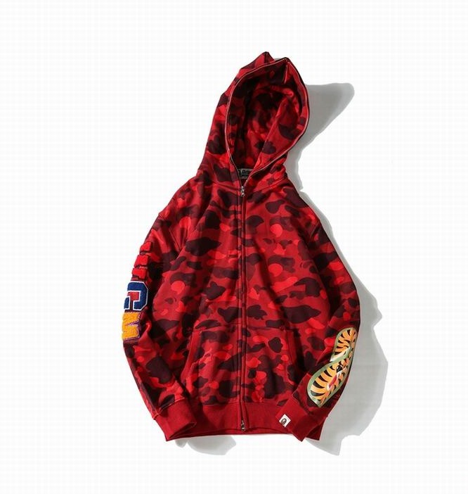 Bape Shark Zipper Hoodie Red Camo