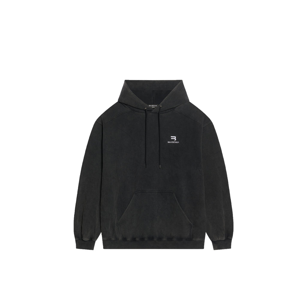 Balenciaga Men's Sporty B Medium Fit Hoodie In Black