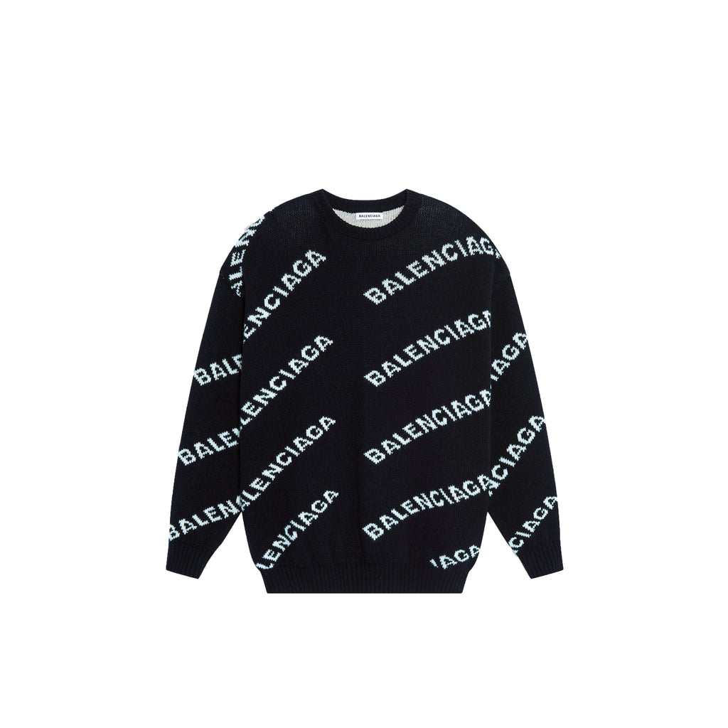 Balenciaga Women's Allover Logo Sweater In Black