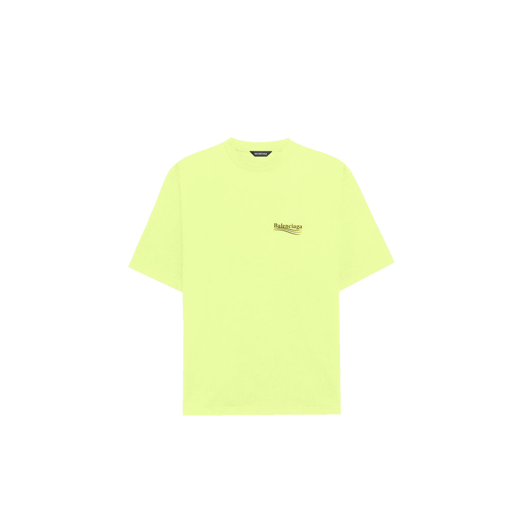 Balenciaga Men's Political Campaign Large Fit T-shirt in Fluo Yellow/Black