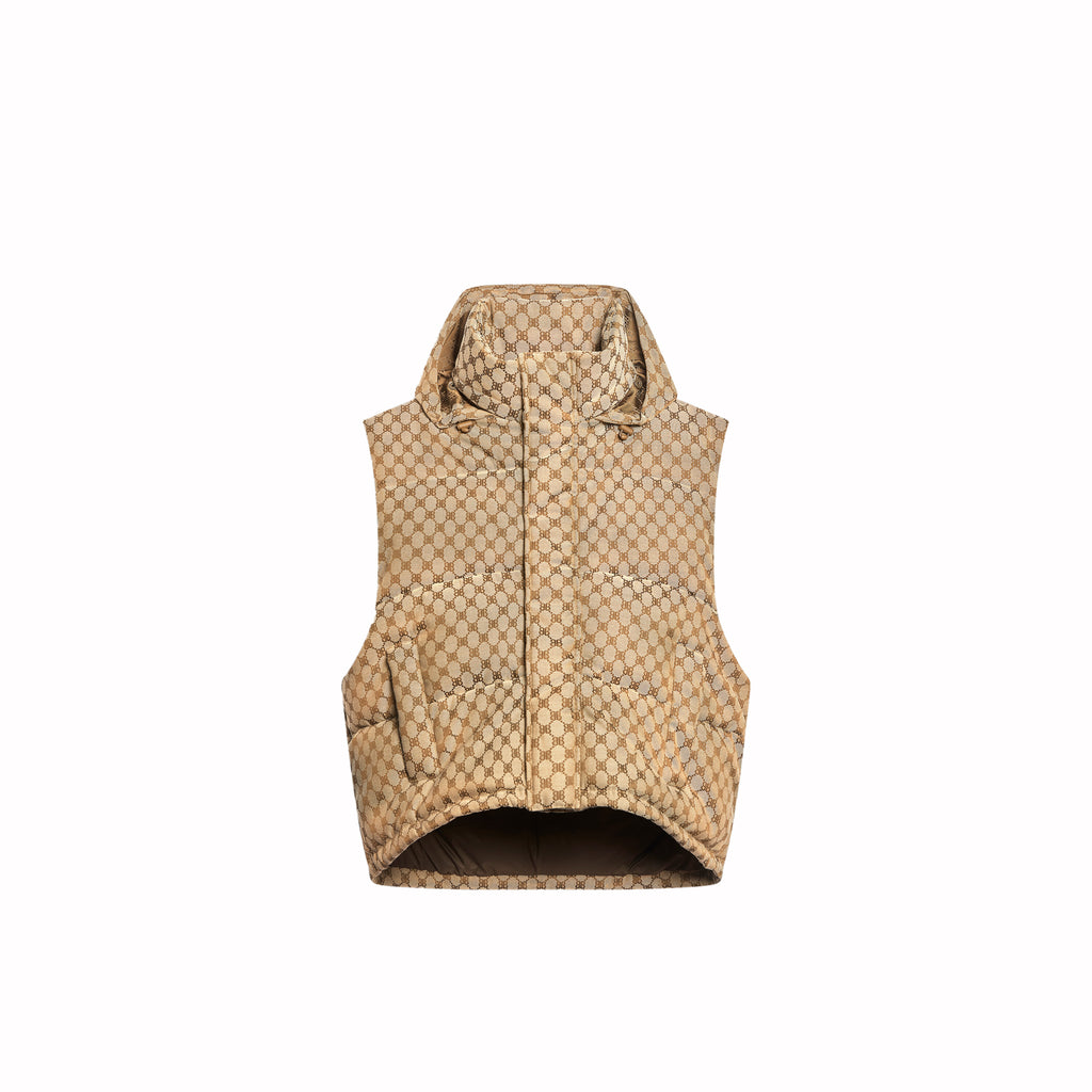 Balenciaga Men's Hacker Cocoon Puffer Gilet In Beige