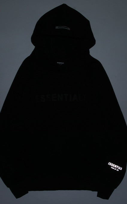 Fear Of God ESSENTIALS Reflective Logo Hoodie Black
