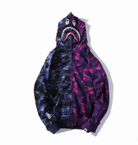 Bape Shark Zipper Hoodie Blue/Purple Camo