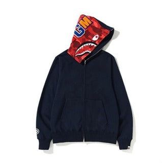 Bape Shark Zipper Navy/Red Camo Hoodie