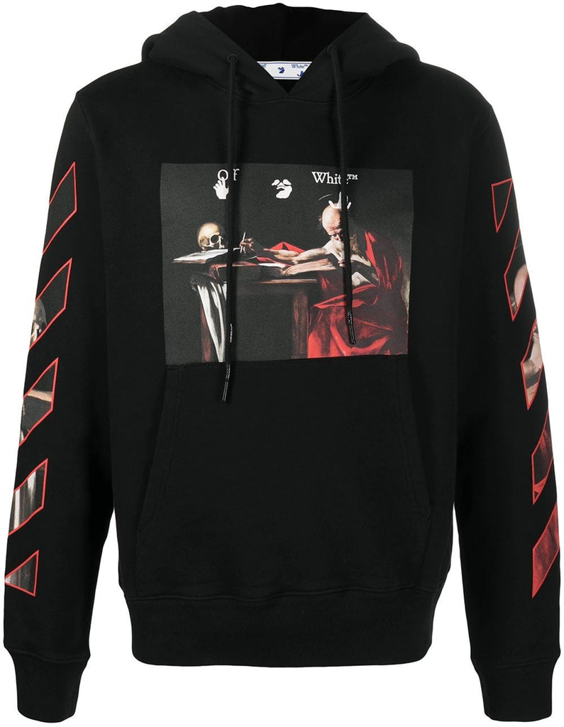 OFF-WHITE Caravaggio Diag Sleeve Hoodie Black/Red