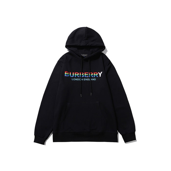Burberry Multi Color Logo Print Hoodie Black