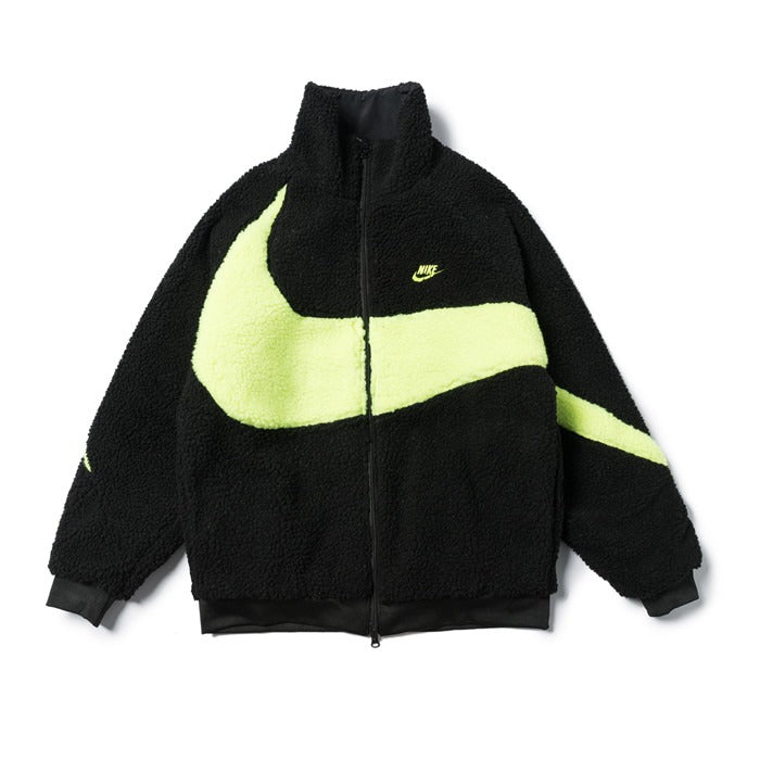 Nike BIG SWOOSH Double Sided Polar Jacket Black/Neon Green