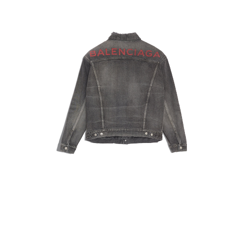 Balenciaga Back Logo Denim Jacket Gray