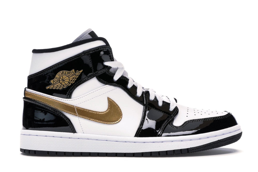 Air Jordan 1 Mid “Black Gold Patent Leather”